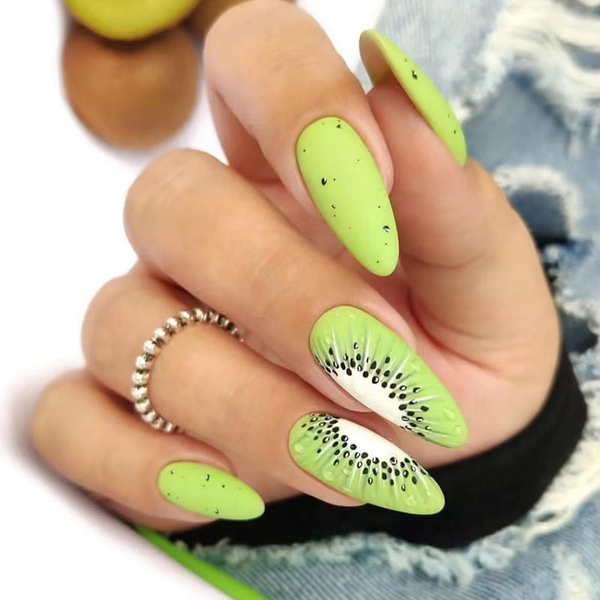 Green Kiwifruit Press On Nails