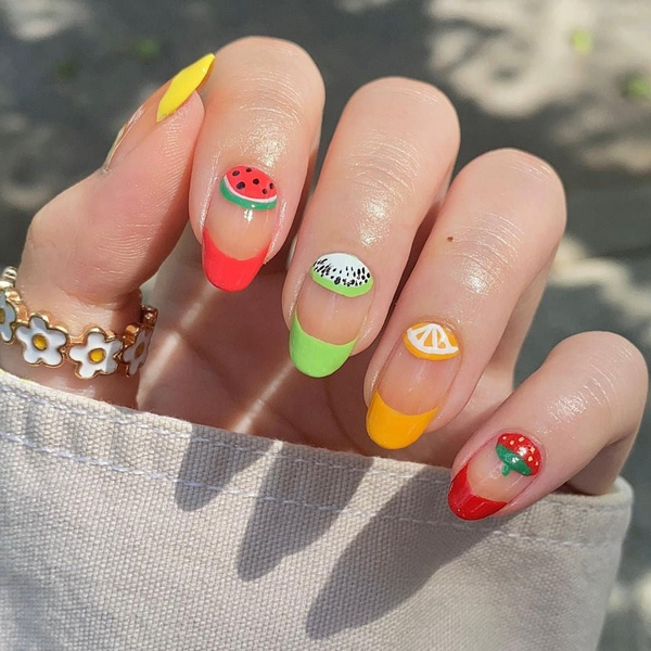 fruit-patterned press-on nails