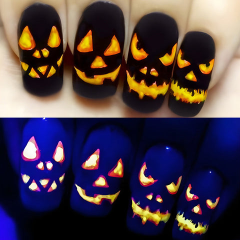 Carved Pumpkin Black Medium Square Press-on Nails