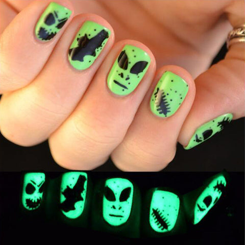 Bat Ghostface Green Short Square Press-on Nails