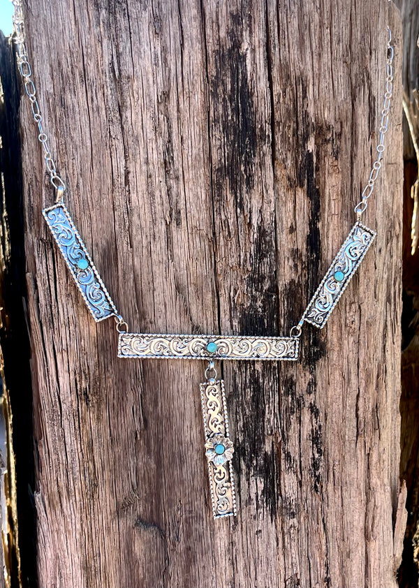 Howdy Cowgirl Western Station Necklace by Michael Yazzie