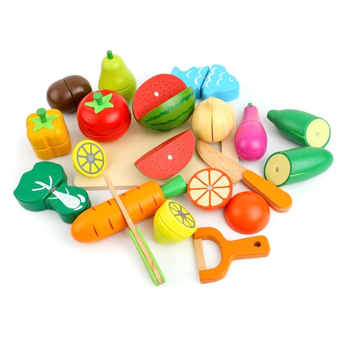 uitdrukken Gehakt Heiligdom Ariko Houten Speelgoed set Fruit en Groente - 17 delig - Keuken access