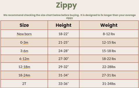 nevclothing zippy size guide