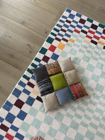 Pixel multicolor Checkered rug