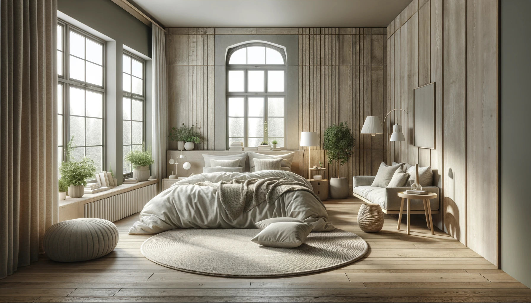 DALL·E 2024-02-23 15.26.47 - Generate a landscape-oriented image of a bedroom designed in a North European style. The room exudes a minimalist yet cozy atmosphere, characteristic .webp__PID:f053c8fa-7c2f-4186-9371-85b460920975