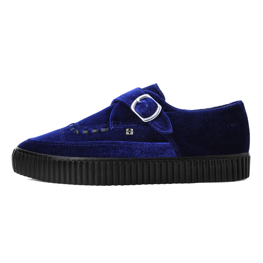 Pointed Creeper Sneaker Monk Buckle Midnight Blue Velvet – . Shoes