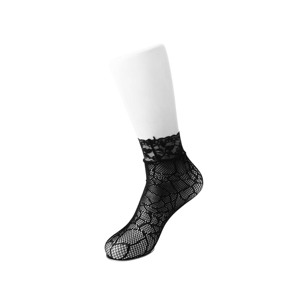 Black Lace Ribbon Tie Ankle Sock