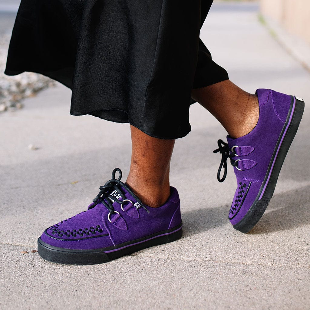 Creeper Sneaker D-Ring Interlace Purple Suede . Shoes
