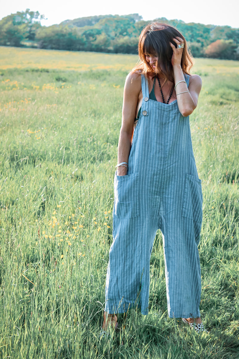 Florence 100% Pure Linen Wide Leg Dungarees – Lost Lover Boutique