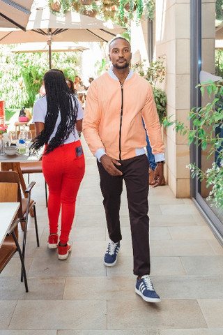 This fine gentleman wore our Full Peach Bomber jacket.