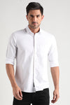 White Solid Stretch Oxford Long Sleeve Shirt