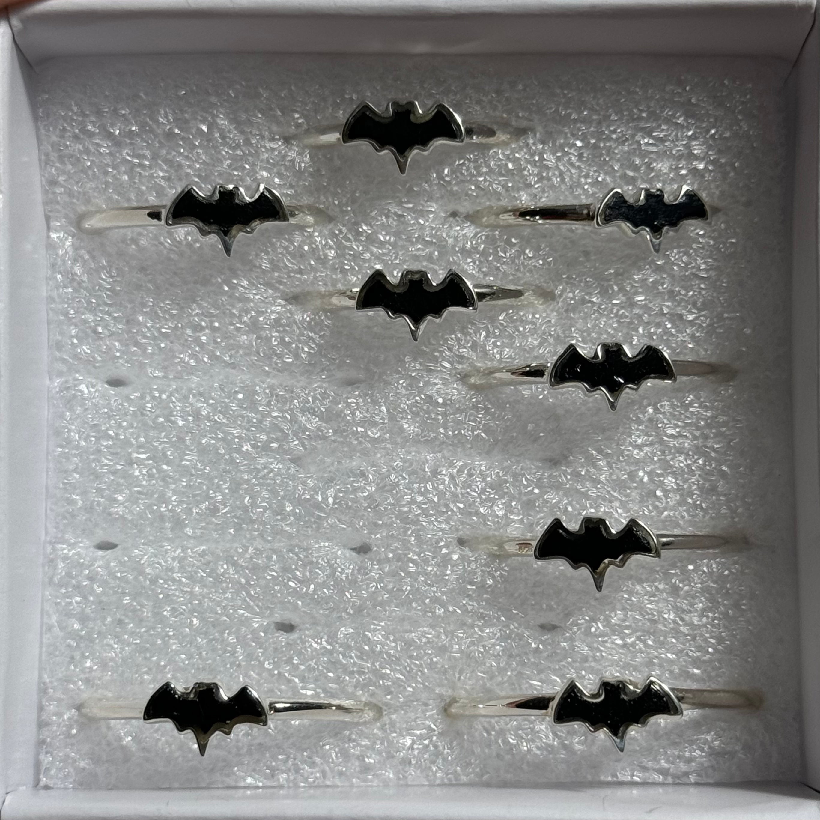 Black Obsidian Bat Sterling Silver Ring: You Choose