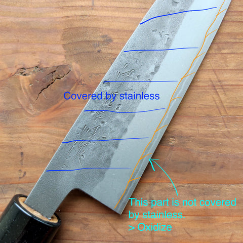 Explain rust part in 3 layered knife