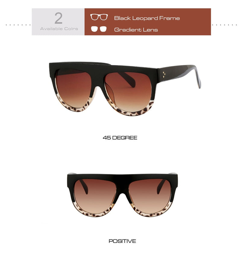 Flat Top Oversized Women Sunglasses Retro Shield Shape  Big Frame Rivet Shades Sunglasses