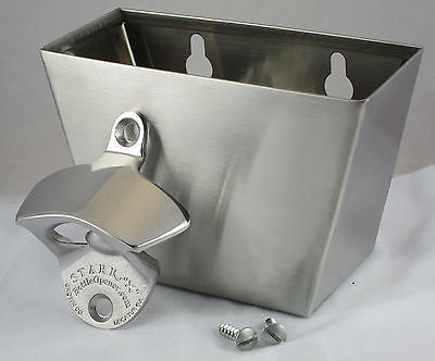 Stainless Steel Wall Mount Bottle Opener and Cap Catcher