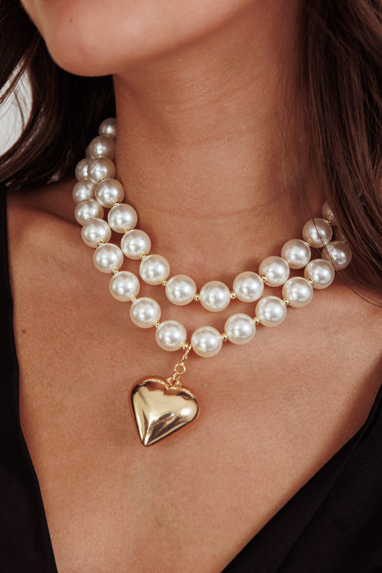 Chic Blue Heart Silver Pearl Necklace – HeyHouseCart