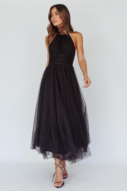 Genesis High Neck Maxi Dress - Black