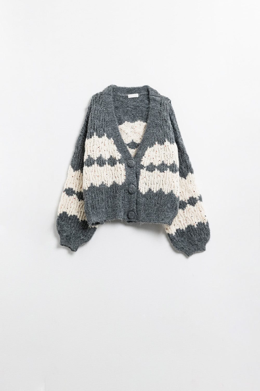 Chunky Knit Oversized Cardigan With Sequin Details In Grey
