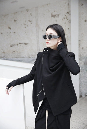 Marigoldshadows Women's Fashion - Women's Clothing - Jackets & Coats - Jackets Sumire Long Sleeve Zipper Split Jacket | Marigoldshadows