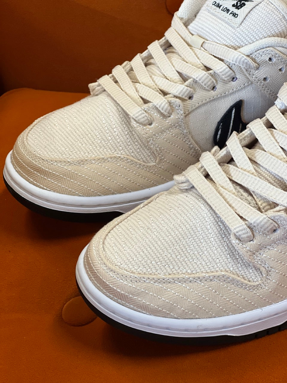 Close up image of the toe box of the Nike SB A&P Dunk Low