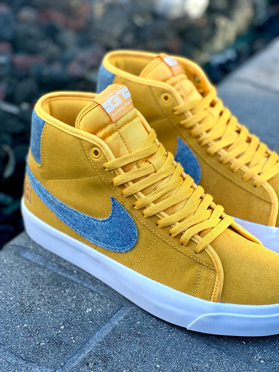 Image of the Nike SB Blazer Mid Grant Taylor in University Gold