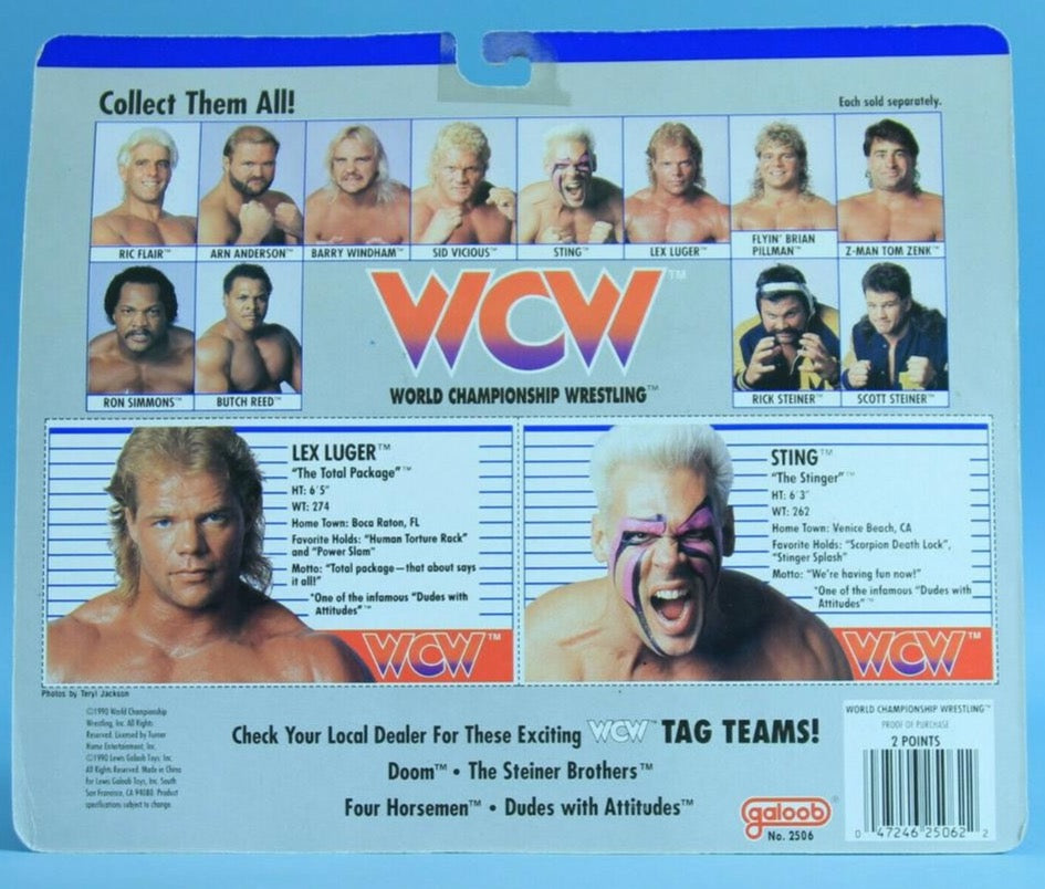 1990 WCW Galoob Series 1 Dudes with Attitudes: Lex Luger & Sting [With Blue Tights]