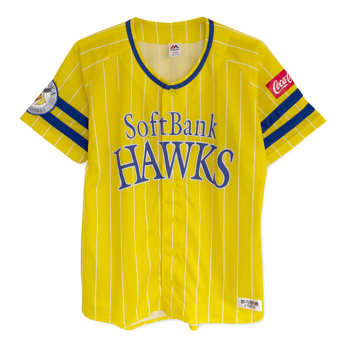 Limited Retro Majestic Japan Softbank Hawks Baseball Jersey 2019 Blue S