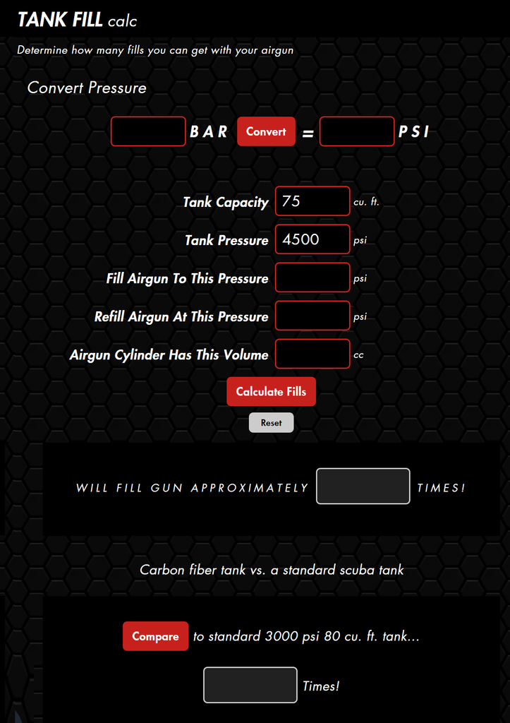 Fill Tank Calculator - AirGun Tactical