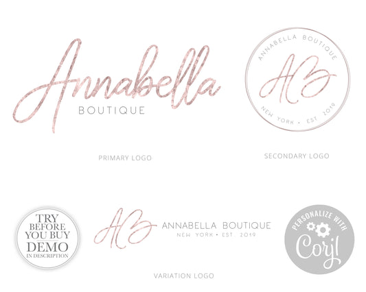 Editable Beauty Logo Bundle, 3x Messy Splatter Paint Logos, Hair/Beaut