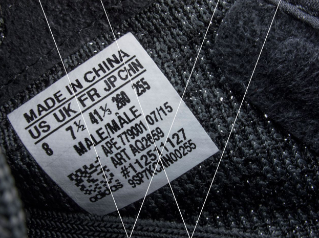 yeezy pirate black size tag