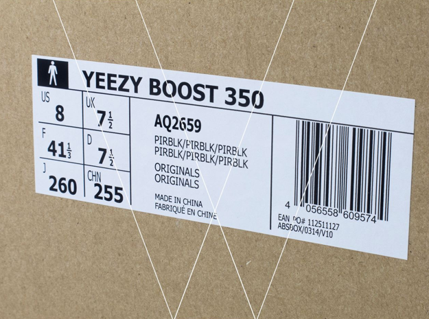 yeezy boost 350 pirate black box label