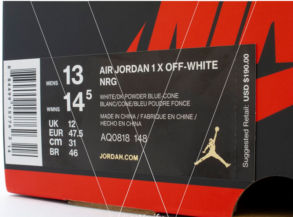 jordan 1 off white box