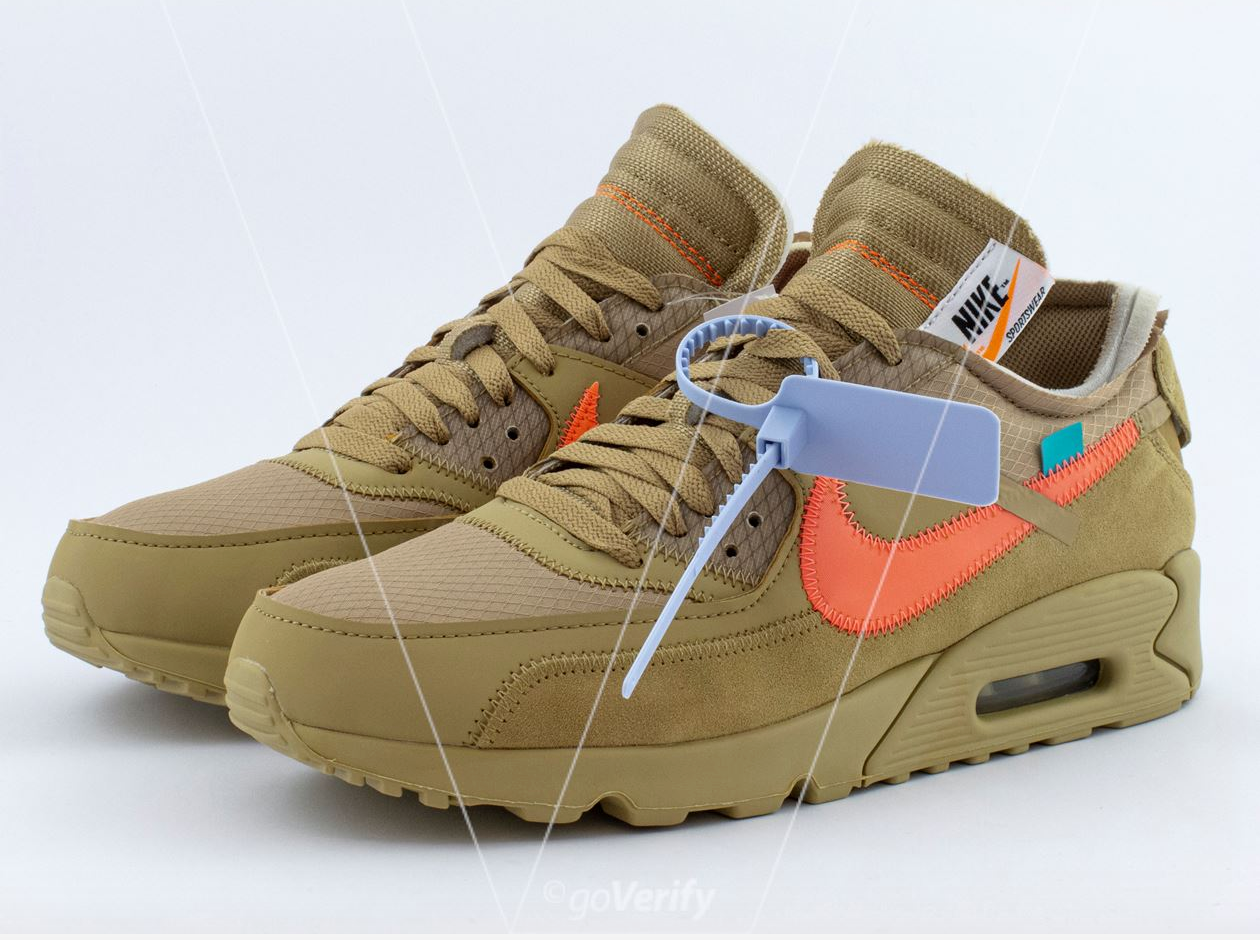 off white air max 90 desert ore blue laces