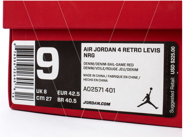 jordan 4 levis fake vs real