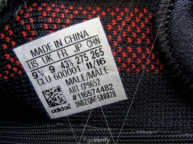 yeezy bred size tag