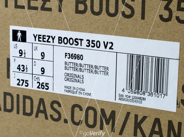 yeezy butter size tag