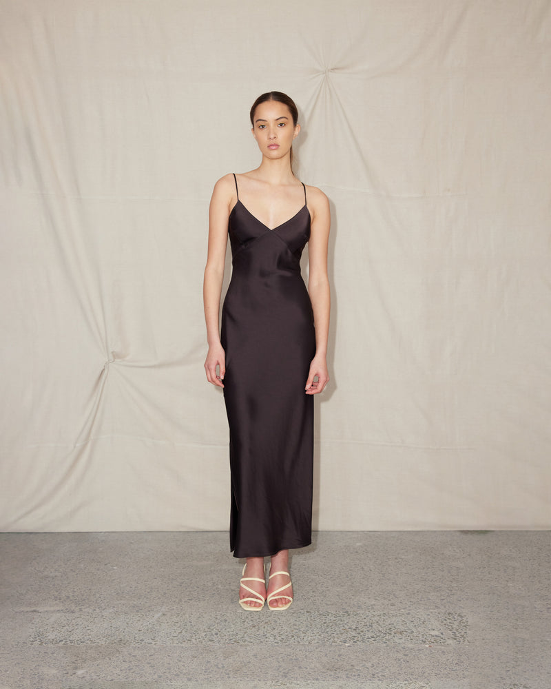 Issa Jet Black Silk Slip Dress Styled As Night Or Evening Wear