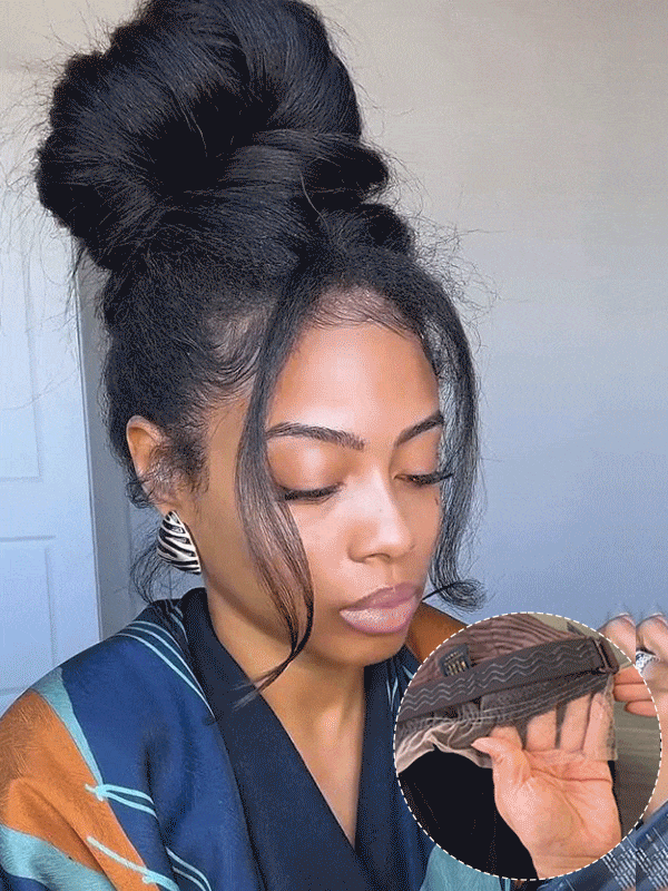 Upgraded Hidden Strap Snug Fit Kinky Straight 360 Lace Frontal Wig Glueless Human Hair Wigs