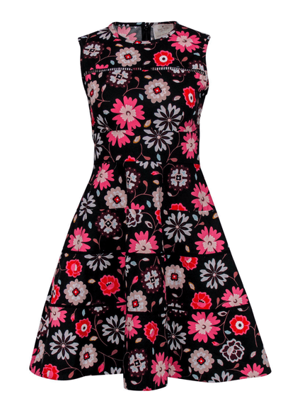 Kate Spade - Denim Floral Textured Sleeveless Fit & Flare Dress w/ Ruf –  Current Boutique