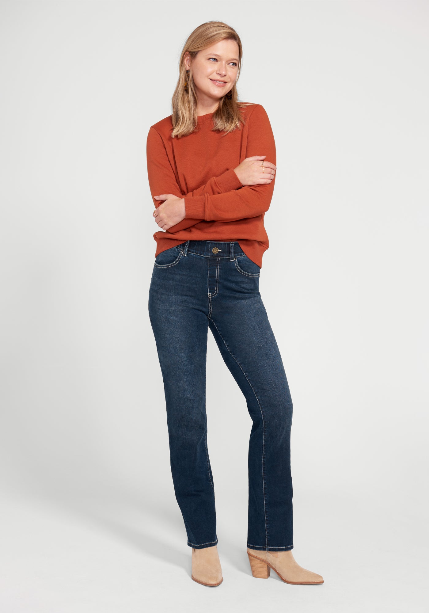 Betabrand Pull-On Boot Cut Jeans for Women