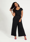 Petite Belted Pocketed Fitted Jumpsuit With a Sash