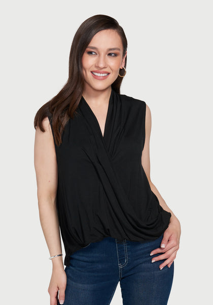 Collared Sleeveless Pleated Tunic