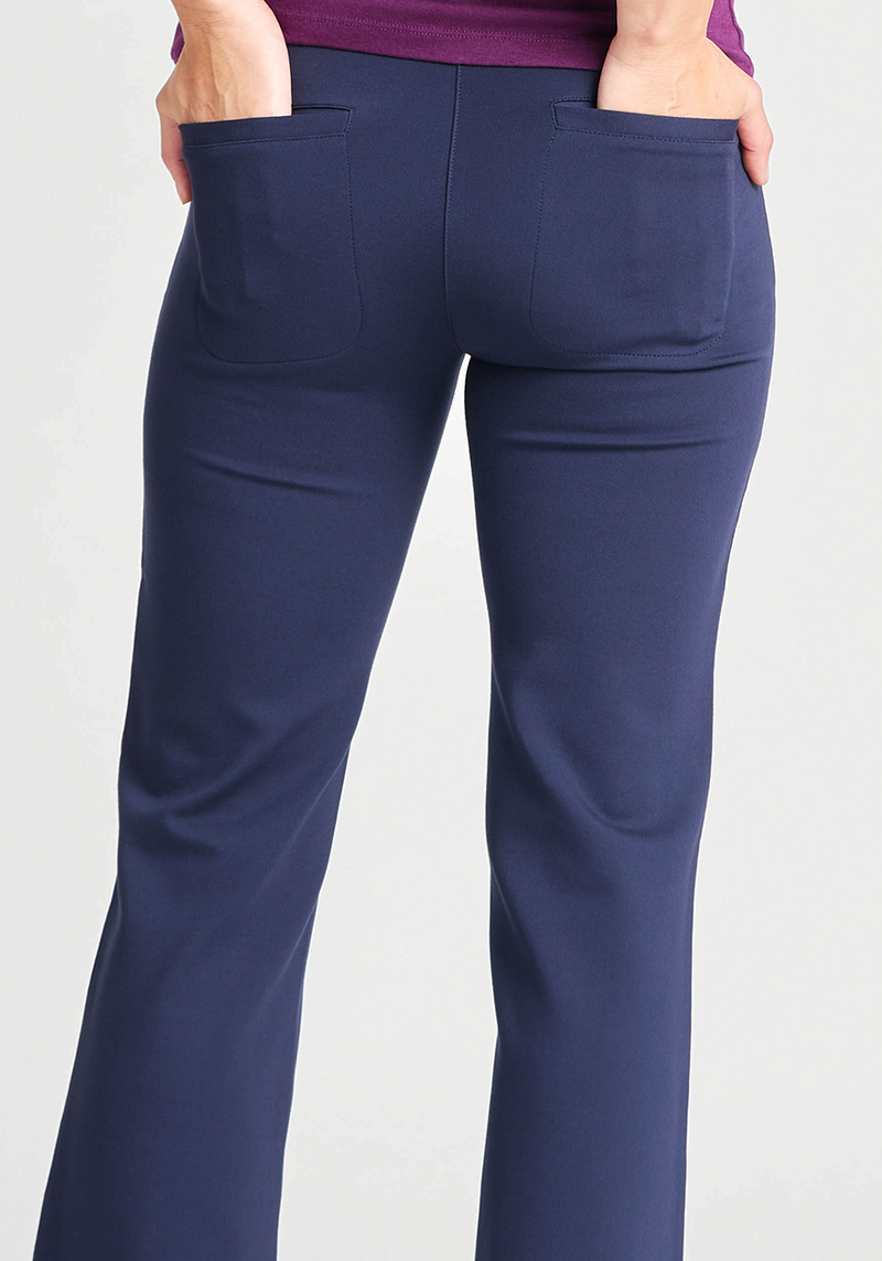 Betabrand Dress Pant Yoga Pants Blue Boot-Cut Two-Pocket Mid-Rise Stretch  Size M