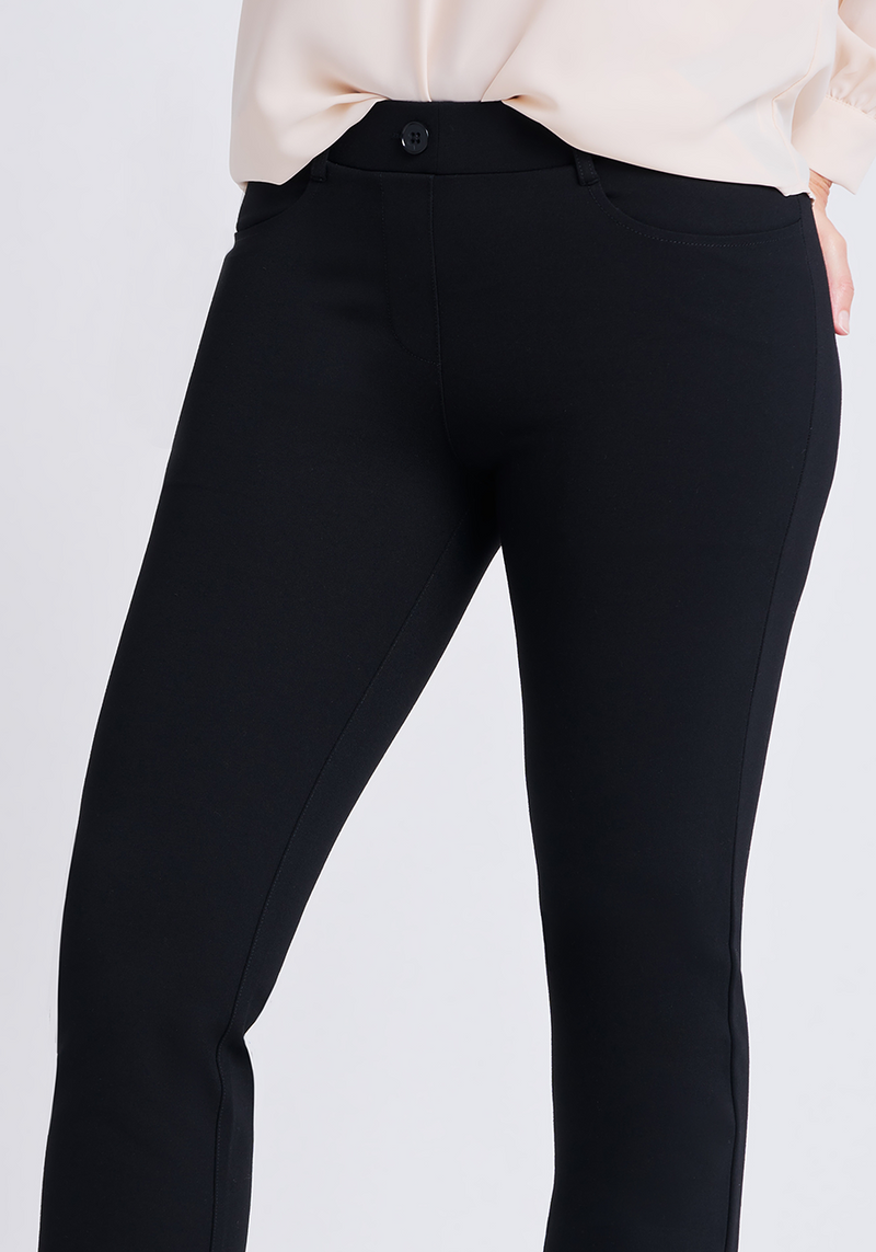  2 Back Pockets,Petite Womens Straight Leg Yoga Pants Workout  Pants Slim Fit,27,Black,Size S