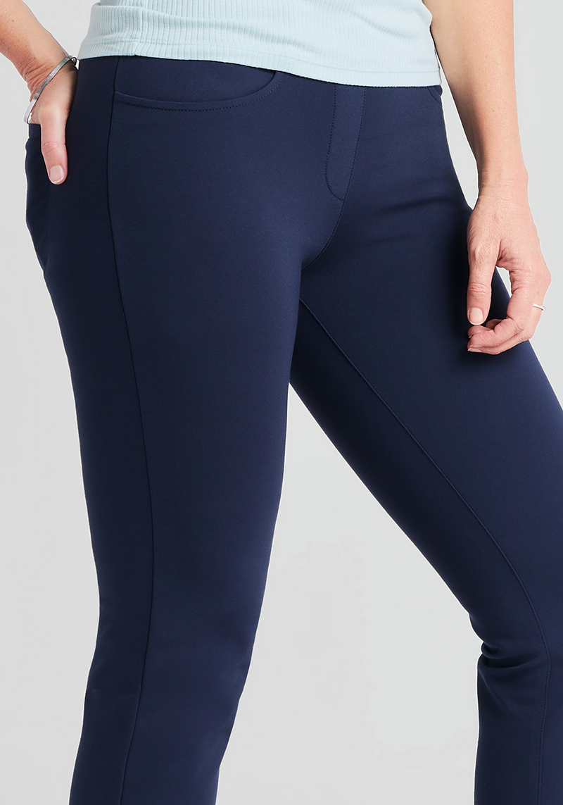 Straight Leg Yoga Pants With Pockets for Women – Navy Blue – Nirlon