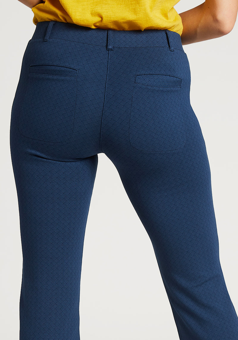 Boot-Cut | Two-Pocket Dress Pant Yoga Pants (Navy Basketweave)