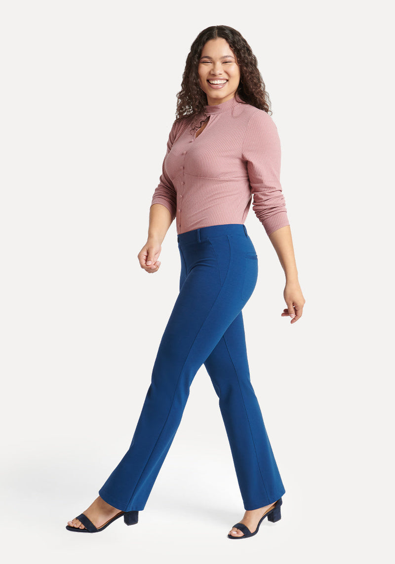 Boot Cut, Two-Pocket Dress Pant Yoga Pants (Blue Iris)