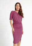 Draped Ruched Slit Stretchy Above the Knee Bodycon Dress