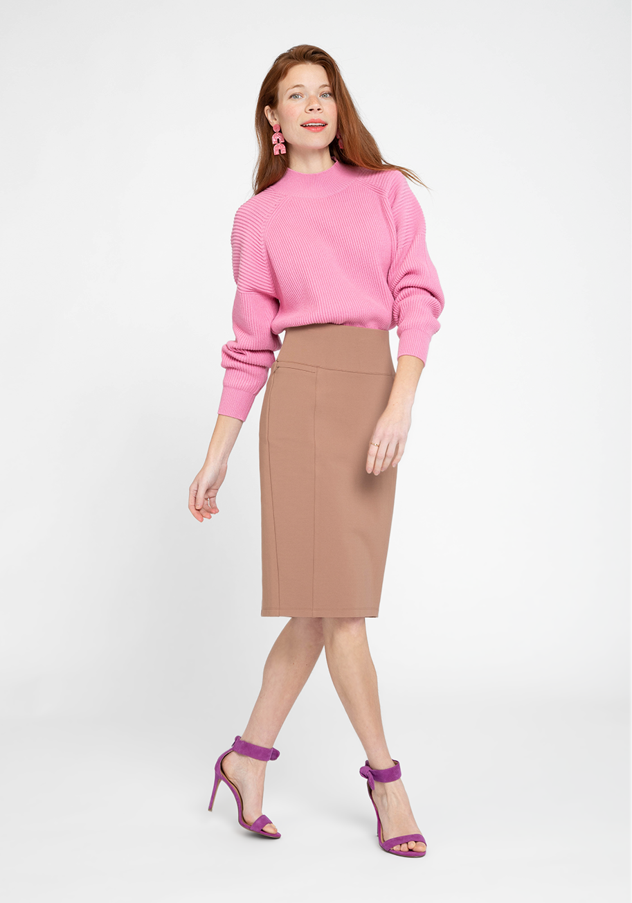 Women Power Down Pencil Skirt Brown Size Xs/regular
