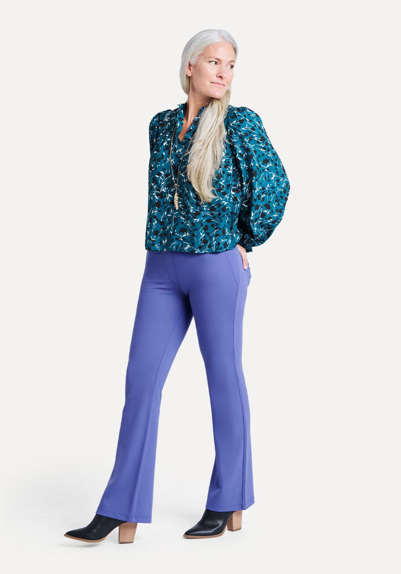 Boot Cut, Two-Pocket Dress Pant Yoga Pants (Blue Iris)